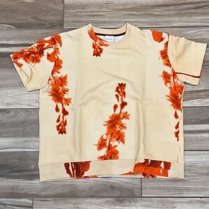 Paul smith women’s Floral Short Sleeve Pullover Top - Cream & Orange